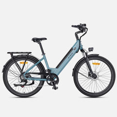 Blue electric bicycle on a white background