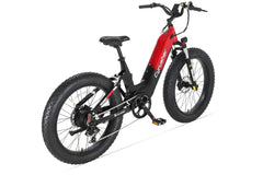 Red and black Cyrusher Roam Step-Thru Electric Bike on a white background