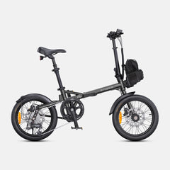 ENGWE Zip Folding Electric bicycle in black on a white background