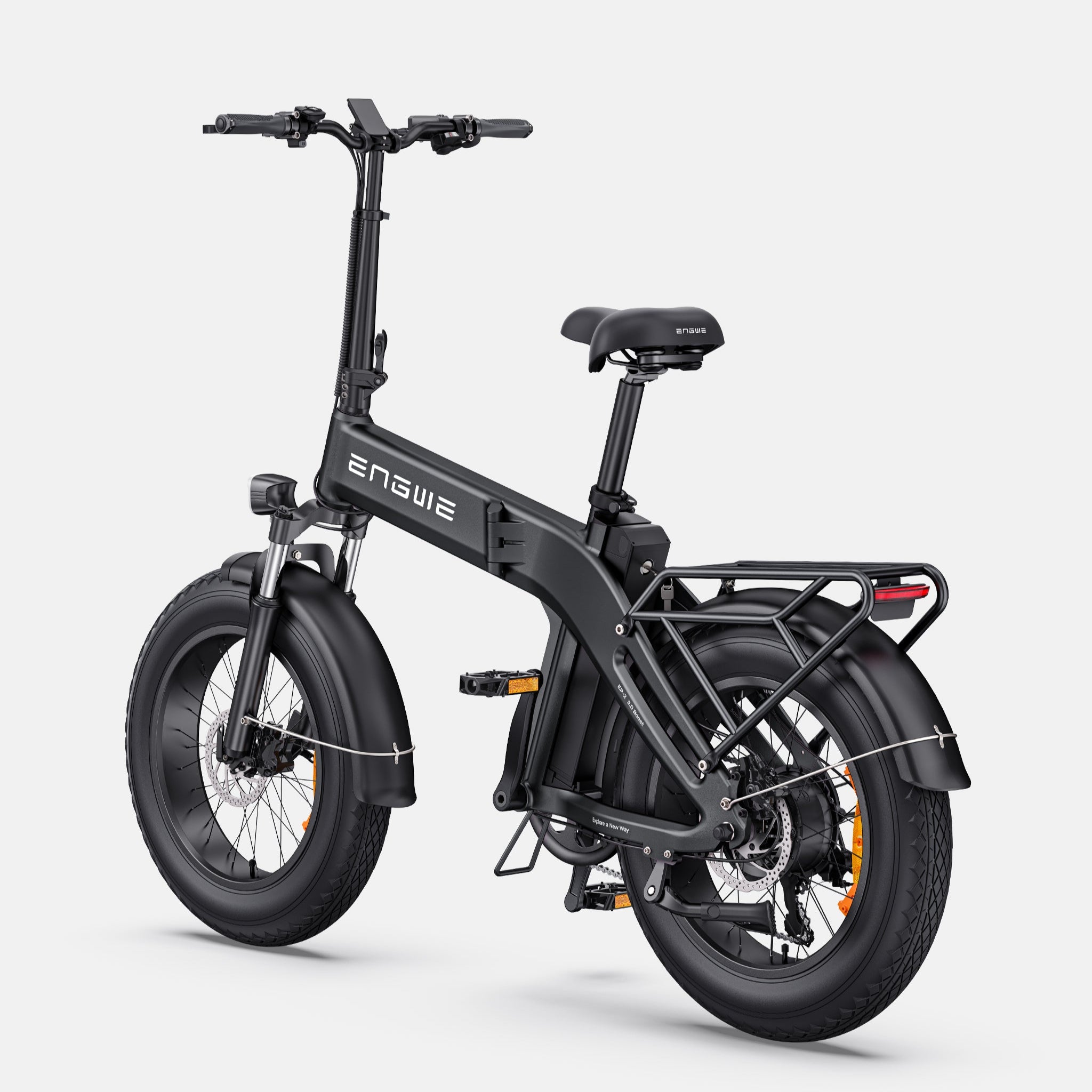 Side view of Black Engwe EP-2 3.0 Boost Electric Bike on a white background