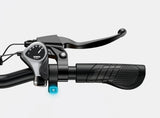 Close-up of a Engwe EP-2 Boost Electric Bike handlebar with Shimano components on a white background