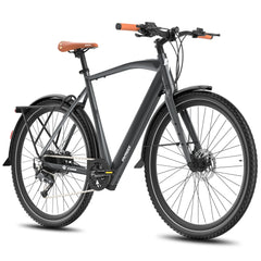 Gray Fafrees F700M Electric bicycle with orange handlebar grips on a white background