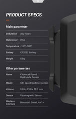 Magene S3+ Speed Cadence Sensor ANT Bluetooth Computer Speedmeter Dual Sensor Bike Accessories Compatible with WahooOnelap Zwift