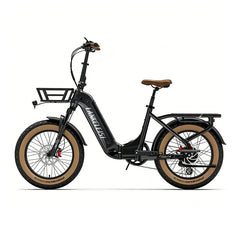 LANKELEISI GOLF-X bicycle in black with brown tires on a white background