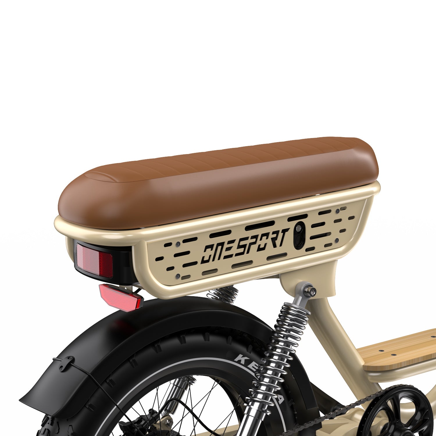 Beige and brown scooter with 'ONESPORT' branding on a white background