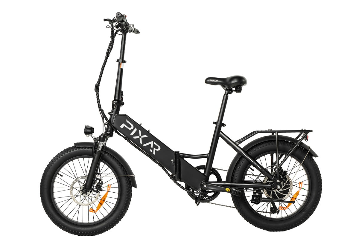 PIXAR WIND1 Foldable Electric Bike in black with 'PIXAR' branding on a white background