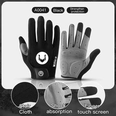 A Pair Of All-finger Gloves Breathable Shock-proof Touch-screen Bike Gloves Spring And Summer Mountain Bike Road Riding Gloves