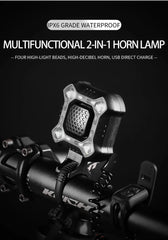 Bicycle Electronic Bell Bicycle Light Scooter E-bike Trumpet Alarm Bike Bell USB Charge Cycling Warning Alert Safety Riding