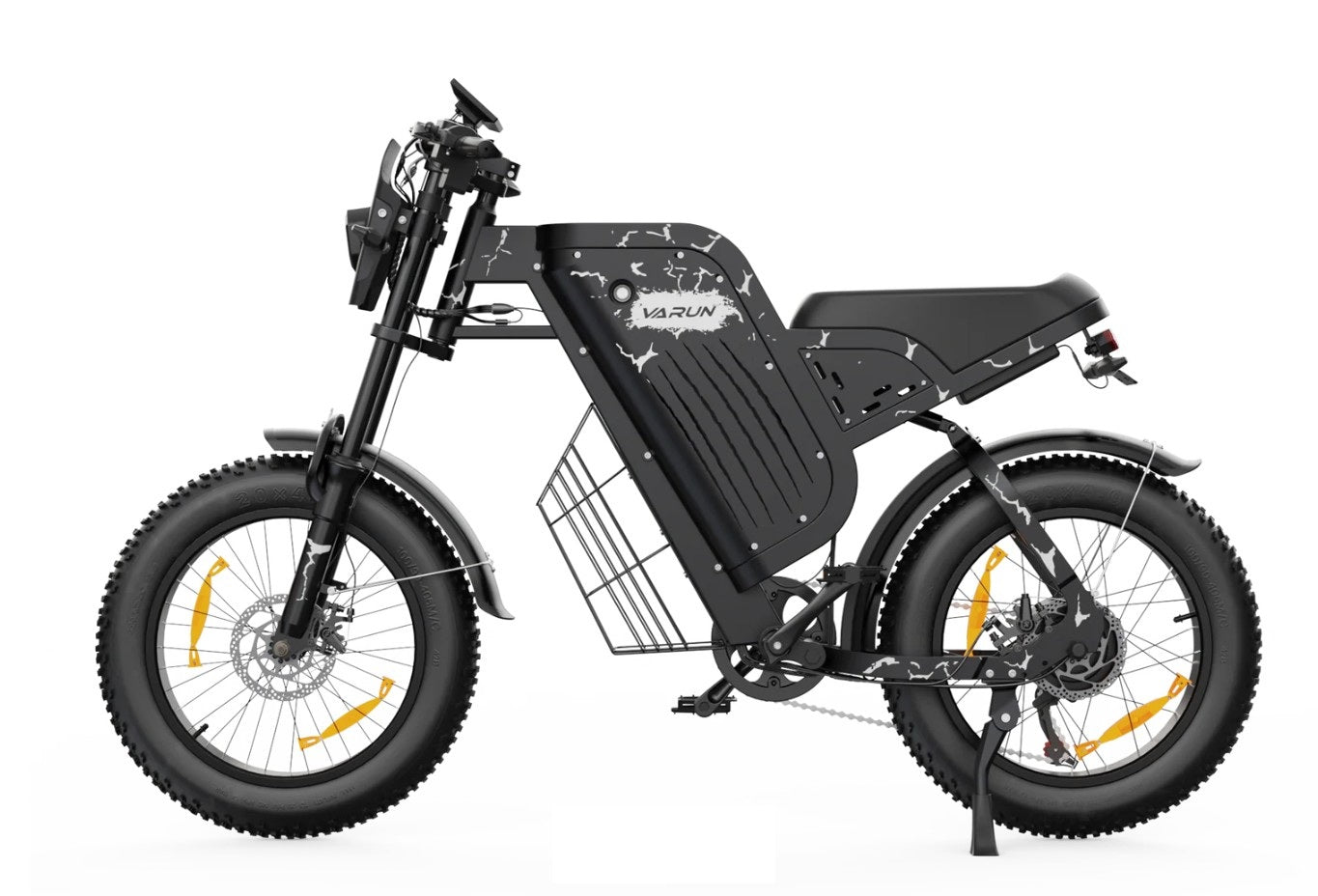 VARUN X-Plorer Raptor Electric motorcycle with visible branding on a white background