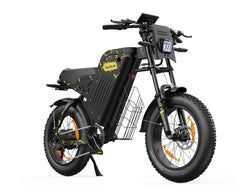 VARUN X-Plorer Raptor Electric Bike in black with yellow accents - right side on a white background