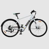 White VARUN C7007 Premium Commuter Electric bicycle on a light gray background
