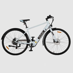 White VARUN C7007 Premium Commuter Electric bicycle on a light gray background