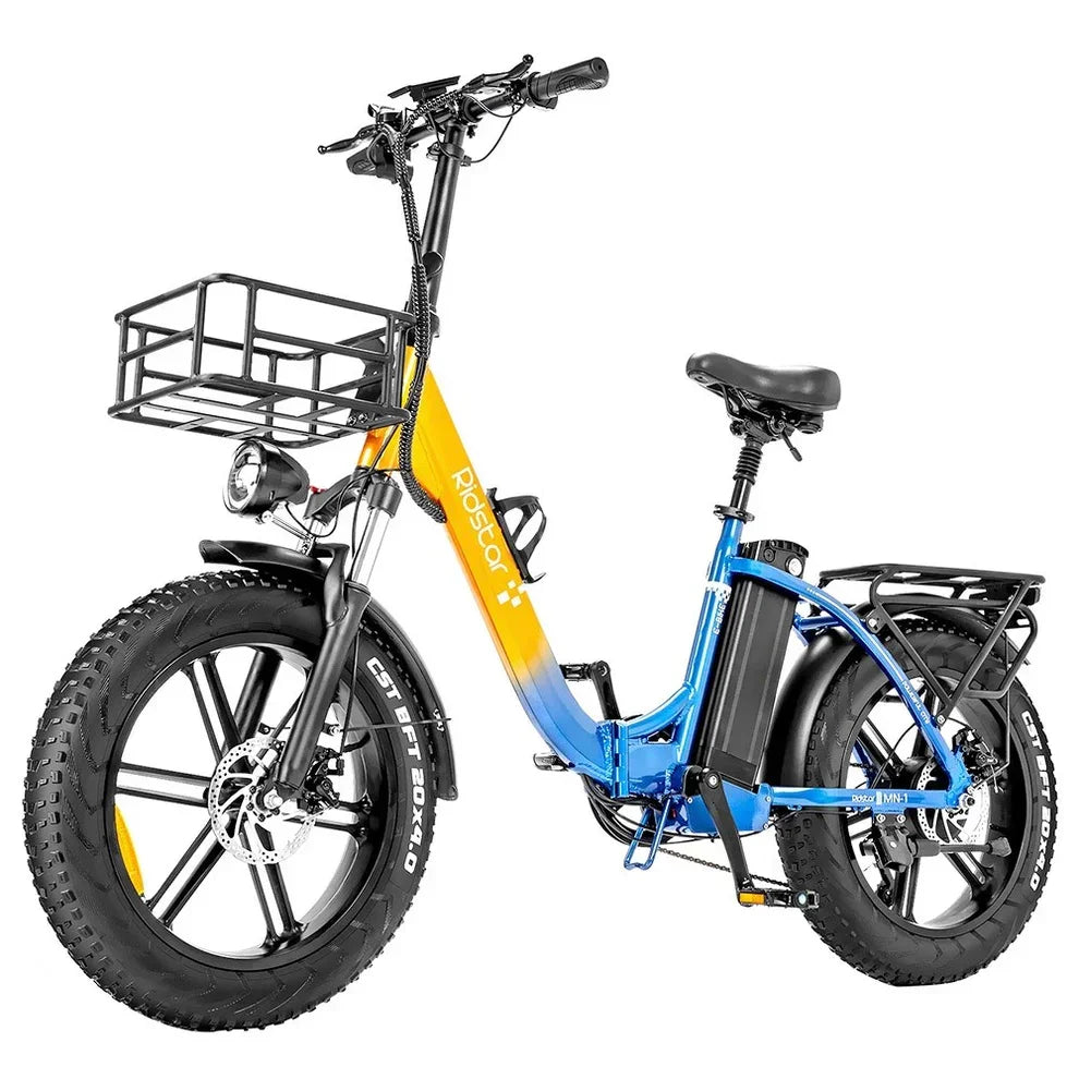 Electric bike with a gradient color scheme on a white background