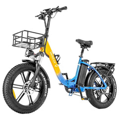 Electric bike with a gradient color scheme on a white background