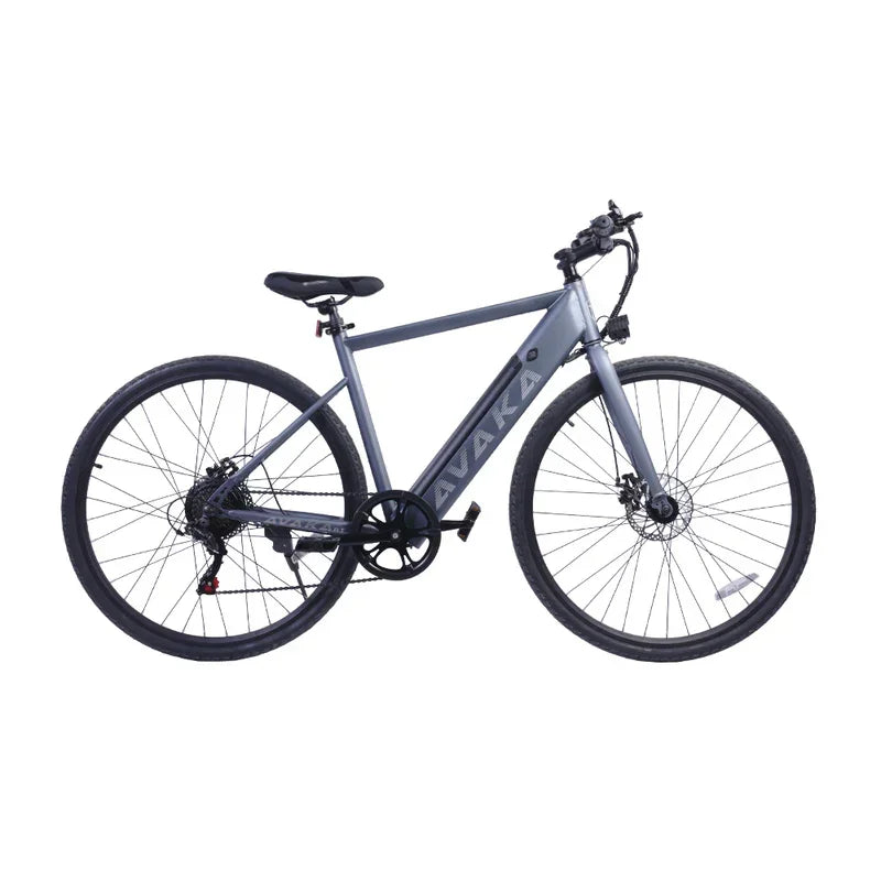 Gray electric bike with 'AVAKA' branding on a white background