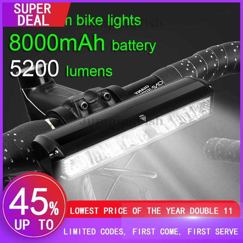 8000mAh 5 LED 5*P90 Bike Light Waterproof USB Rechargeable LED Bicycle Light 5200 Lumens Flashlight and Headlamp As Power Bank - Pogo Cycles