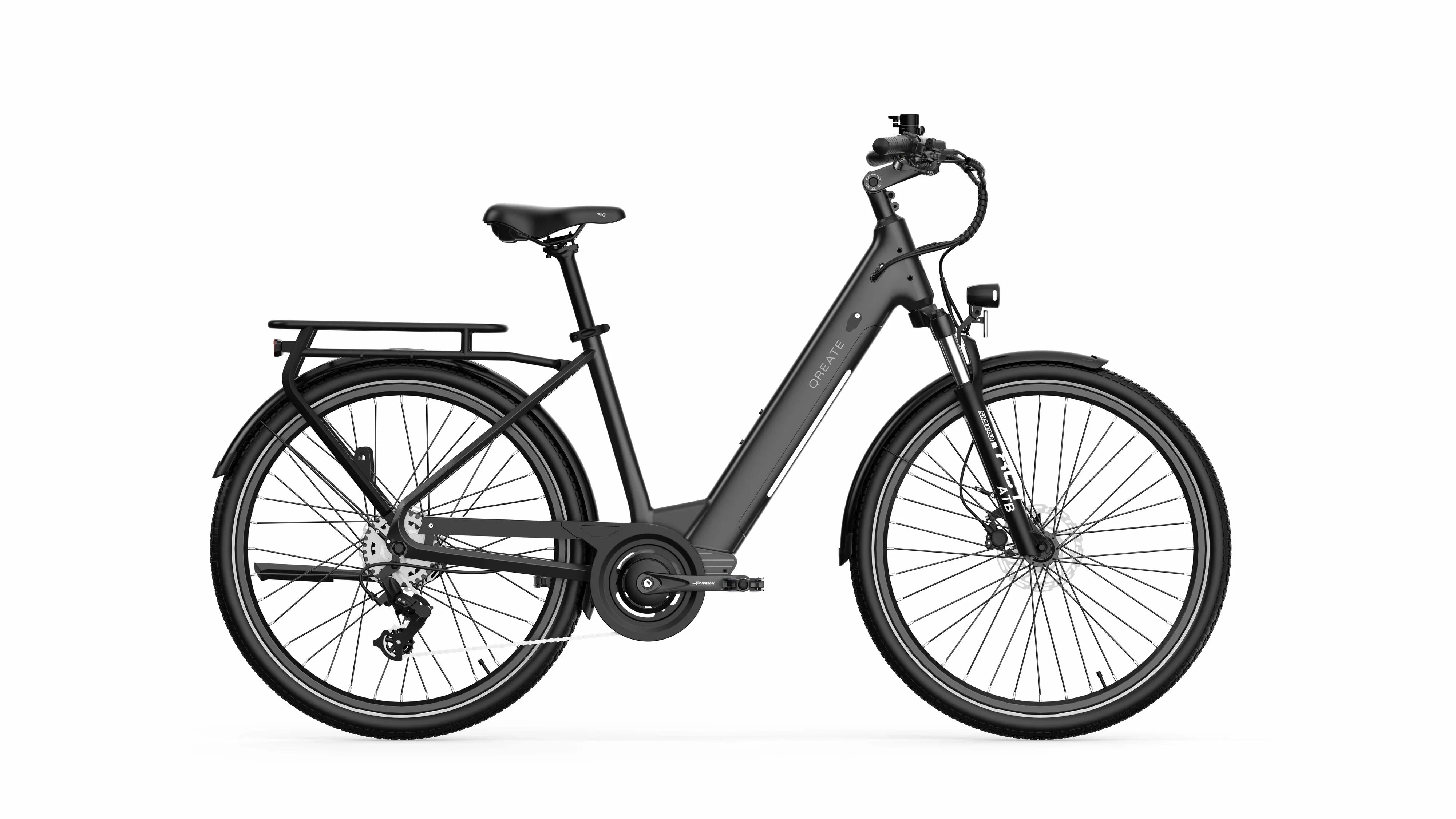 A-Spadz Qreate City Pro Electric Bike - Jetty Black - Pogo Cycles, Ireland
