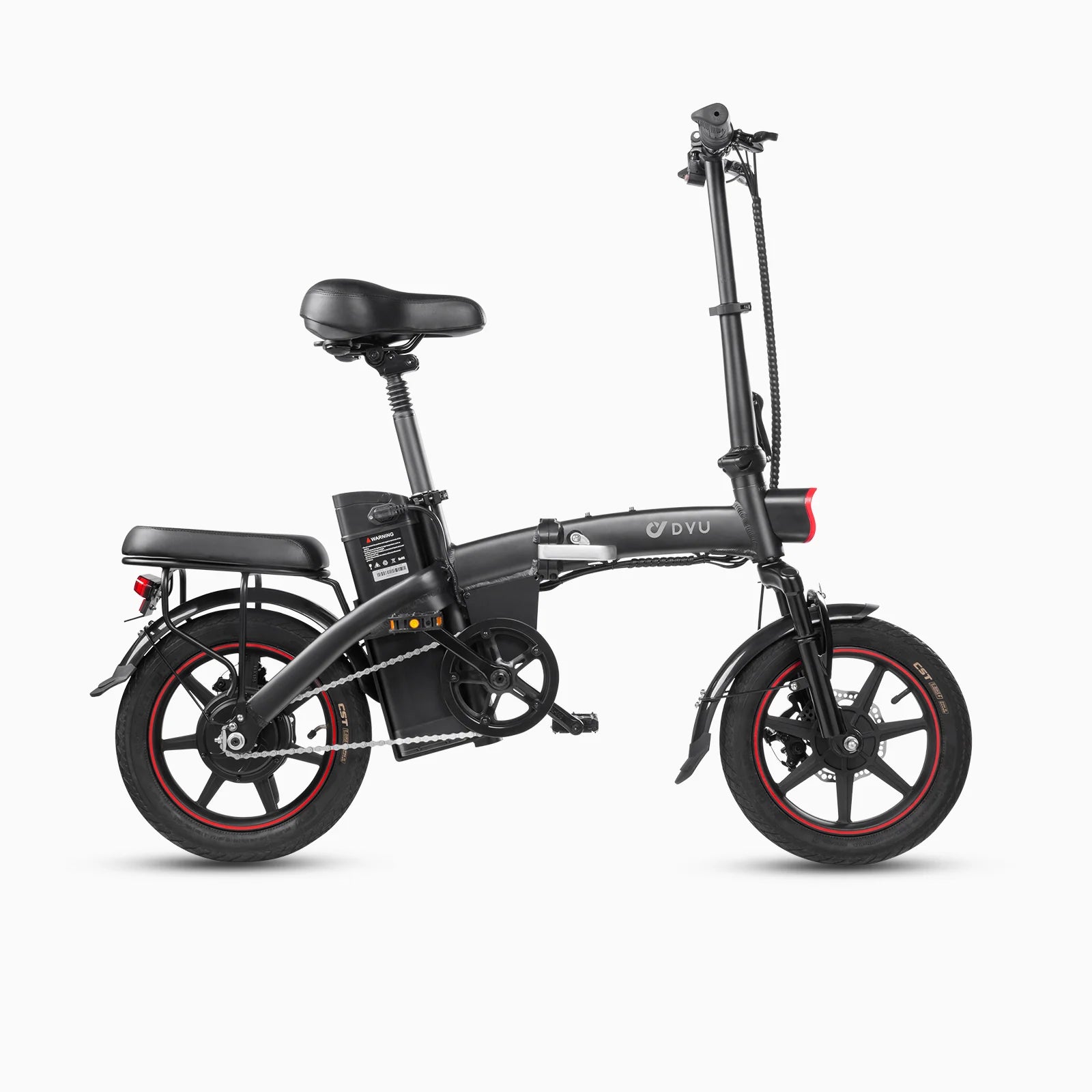 Black DYU A5 Upgraded Folding Electric Bike on a white background