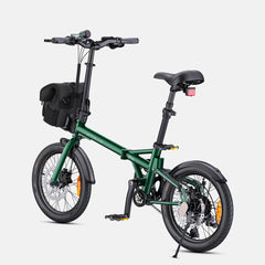 ENGWE Zip Folding Electric Bike in green on a white background  Pogo Cycles, Ireland