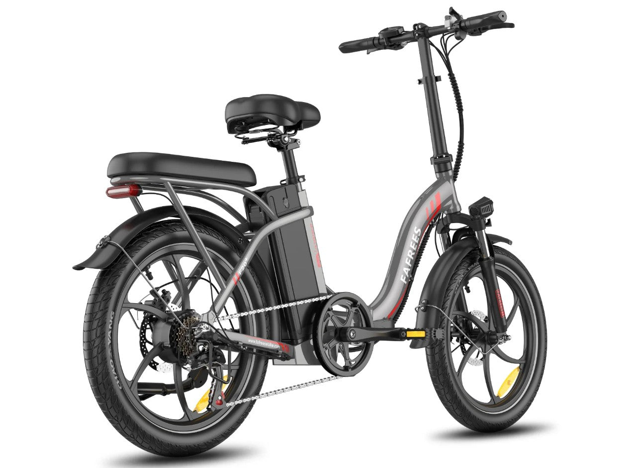 Fafrees F20 Plus Folding Electric Bike -Gray  with black seat on a white background