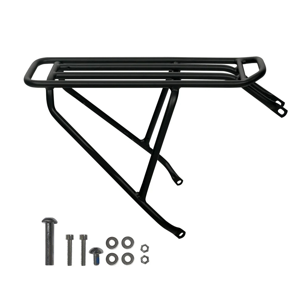 Black bike rack with mounting hardware on a white background - M1 Pro