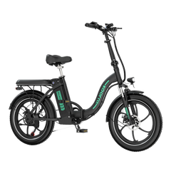 Black KOOLUX BK6S 3.0 Folding Electric Bike with green branding on a white background - Pogo Cycles