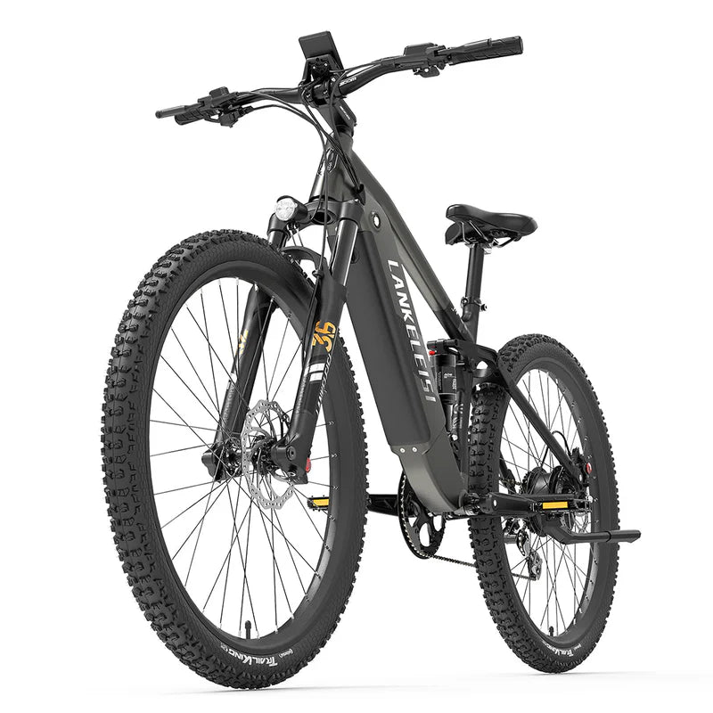 LANKELEISI RX600PRO Mountain Electric Bike in black - Front view on a white background