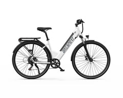 White ONESPORT OT12 Urban Electric Bike  with black accents on a white background