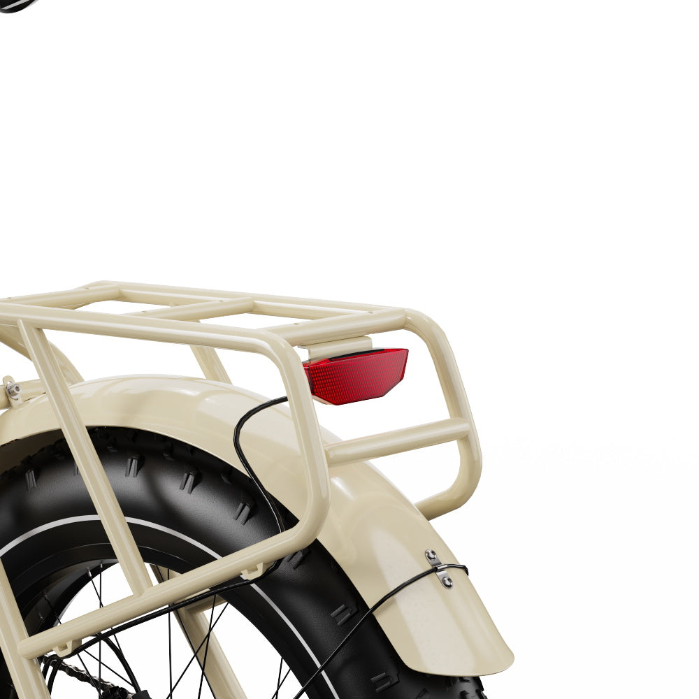 Beige Onesport OT16 MAX Folding Electric motorcycle with a black tire and red tail light on a white background
