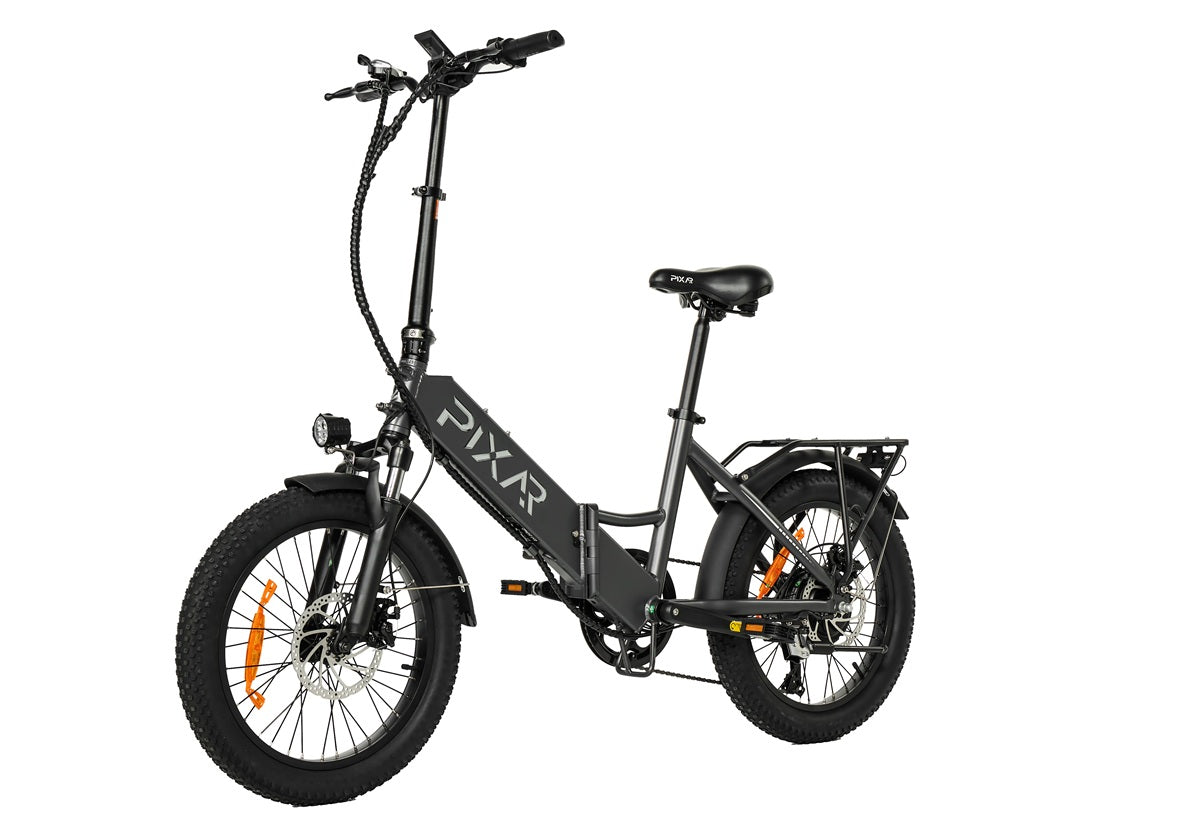 PIXAR WIND1 Foldable Electric Bike in Grey with 'PIXAR' branding on a white background