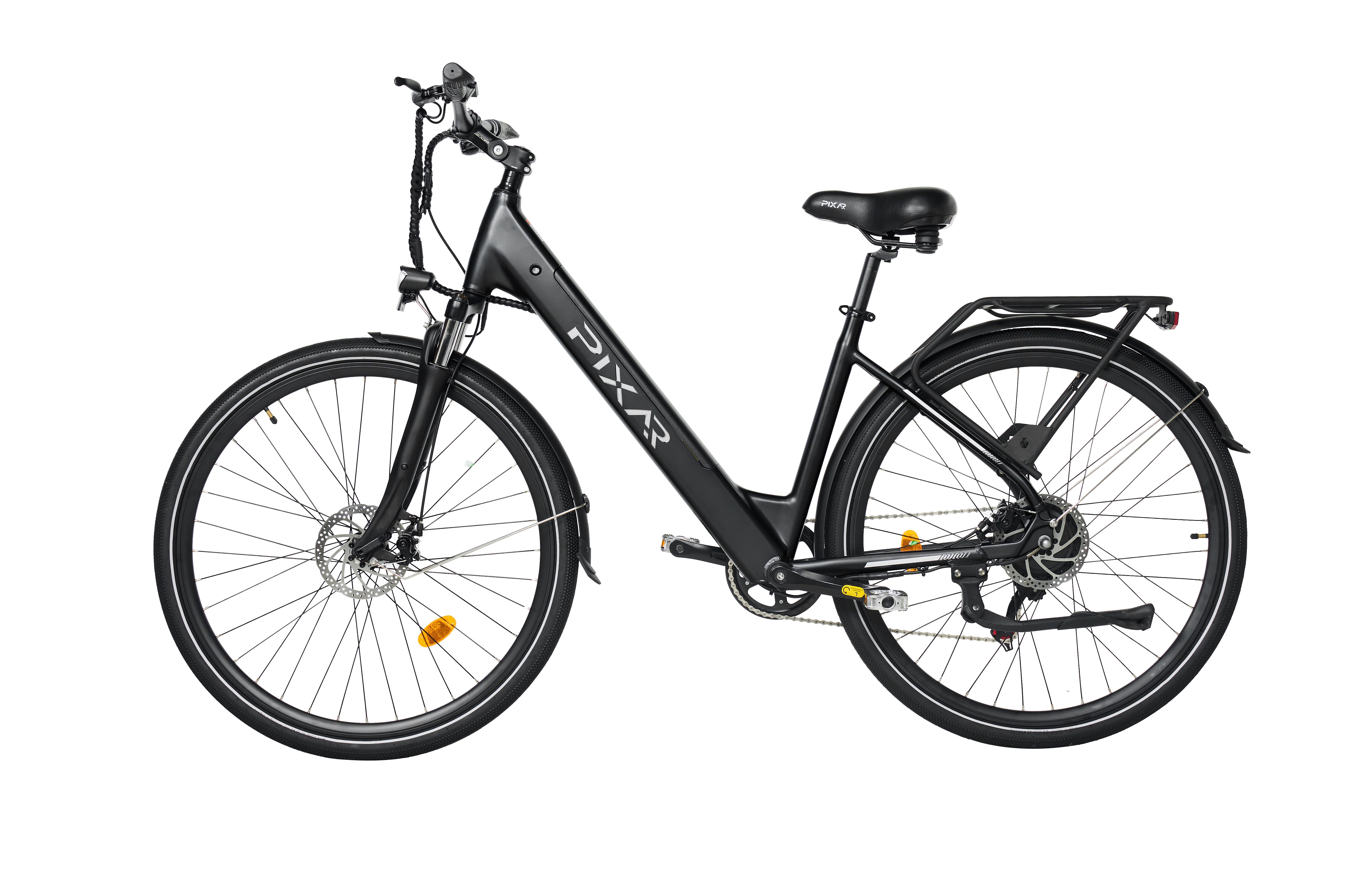Pixar City 1 Electric bicycle in black on a white background