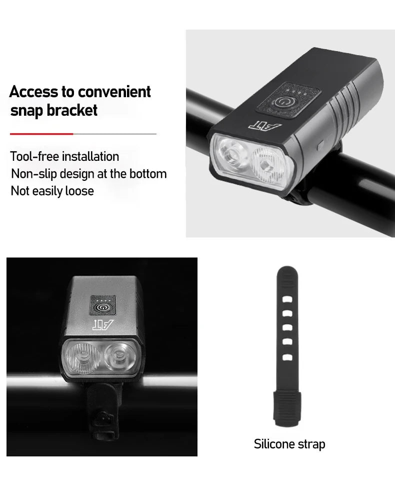 BK02 Bike Light Rechargeable T6 LED Bicycle Lights 6 Modes MTB Flashlight Bicycle Headlight for Cycling Bicycle Front Lamp
