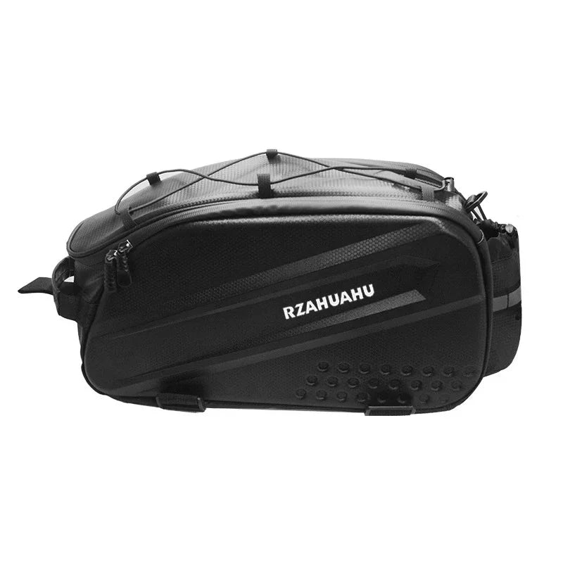 Multifunctional Expandable Bike Rear Rack Bag Hard Shell Carbon Fiber Look Cycling Pannier Bag with Insulated Water Bottle Pocke
