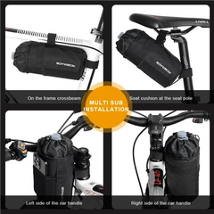RIDERACE Bike Water Bottle Carrier Pouch Portable MTB Road Cycling Insulated Kettle Bag Riding Equipment Bicycle Handlebar Bag