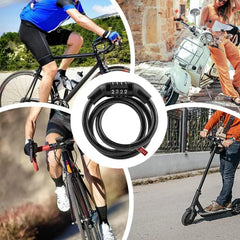 Bicycle Lock with 4-Digit Password, Anti-Theft Lock, Bicycle Safety Accessories, Steel Cable Bicycle Lock
