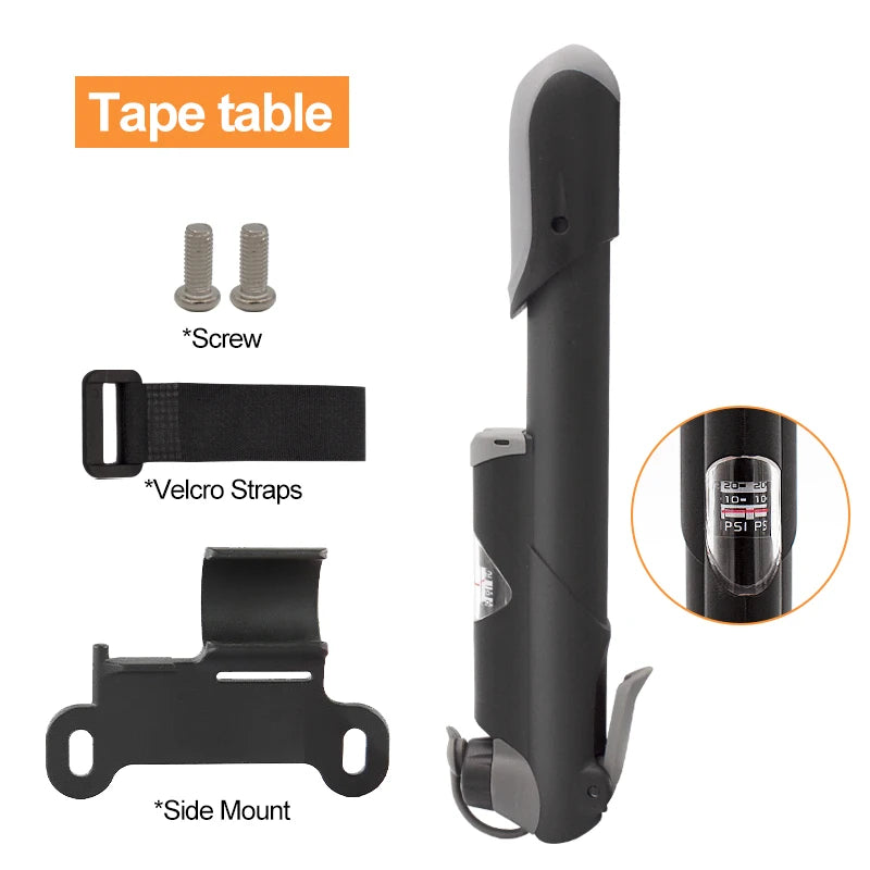 Portable Bicycle Pump Mini Air Pressure Gauge Mountain Bike Pump Outdoor AV/FV Valve MTB Bike Air Inflator