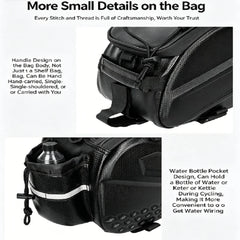 Multifunctional Expandable Bike Rear Rack Bag Hard Shell Carbon Fiber Look Cycling Pannier Bag with Insulated Water Bottle Pocke