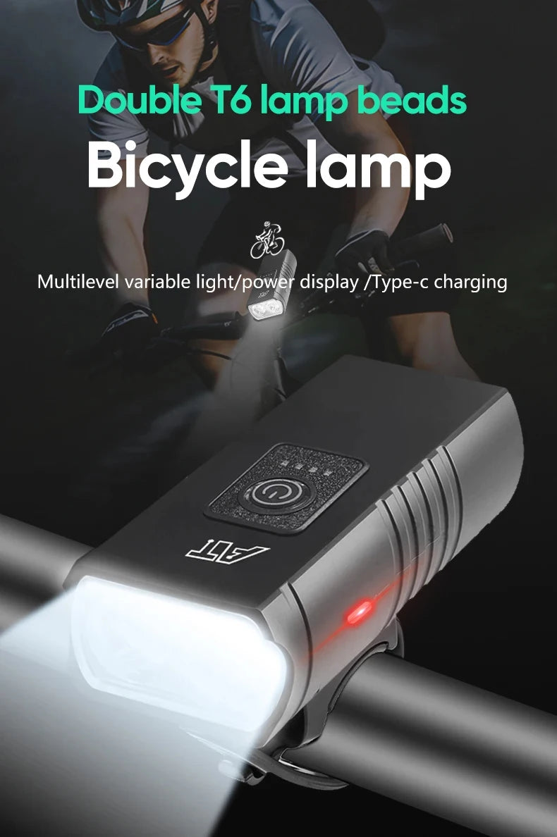 BK02 Bike Light Rechargeable T6 LED Bicycle Lights 6 Modes MTB Flashlight Bicycle Headlight for Cycling Bicycle Front Lamp