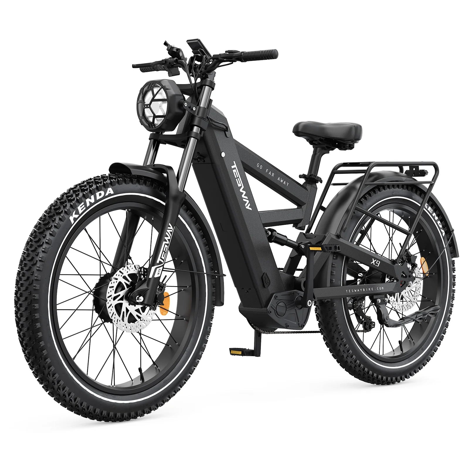 TESWAY X9 Ultra Dual Motor Electric Bike in black with Kenda tires on a white background