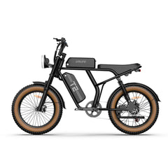 URLIFE T2 Off Road Electric Bike with brown tires on a white background - Black 