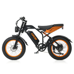 Black and orange VIPCOO VM6 Electric City Bike on a white background