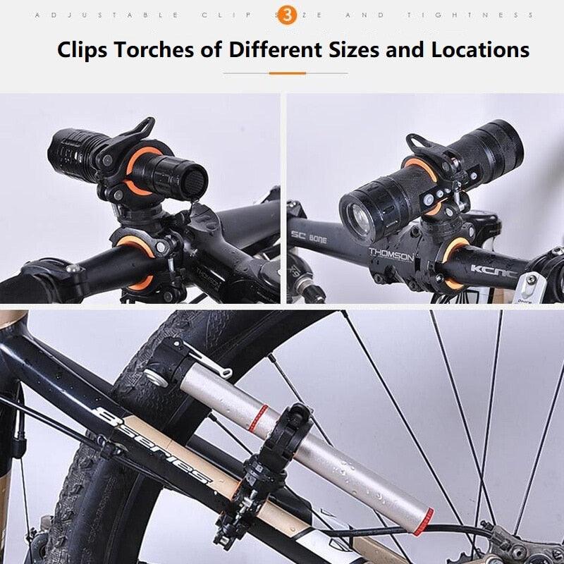 Bicycle Light Bracket Bike Lamp Holder LED Torch Headlight Pump Stand Quick Release Mount 360 Degree Rotatable - Pogo Cycles