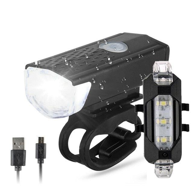 Bike Bicycle Light USB LED Rechargeable Headlight Set Rainproof Cycling Front Back Headlight Lamp Bicycle Warning Flashlight - Pogo Cycles