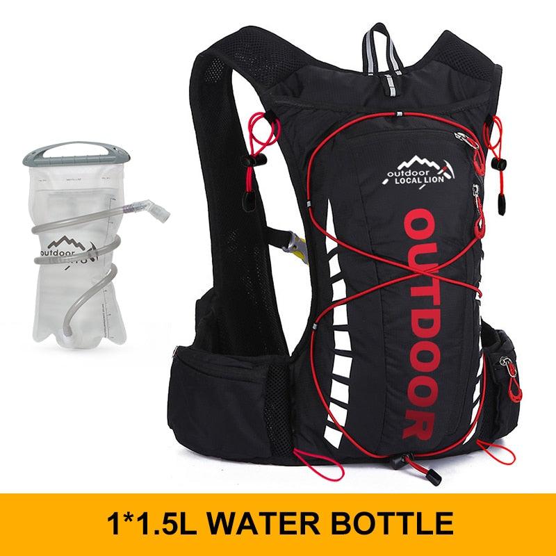 Cycling backpack for men and women, nylon bag, waterproof 8 liters, hiking and camping, 250ml water bottle with 1.5L water bag - Pogo Cycles