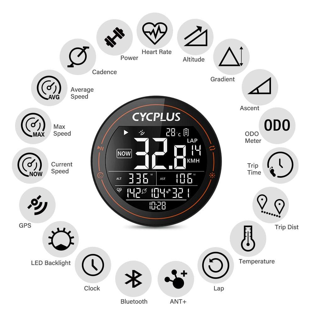 CYCPLUS M2 GPS Bicycle Computer Cycling Speedometer Bike Accessories Speed Odometer Waterproof Bluetooth ANT for Road Bike MTB - Pogo Cycles