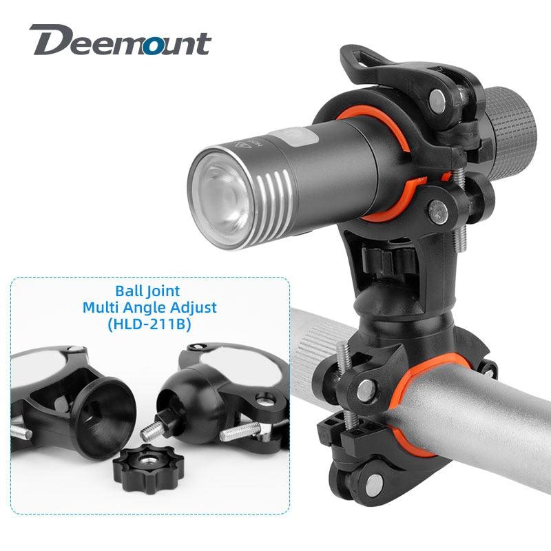 Deemount Bicycle Light Bracket Bike Lamp Holder LED Torch Headlight Pump Stand Quick Release Mount 360 Degree Rotatable HLD-211 - Pogo Cycles