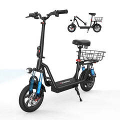 iScooter i12 Electric Scooter With Seat & Carry Basket - Pogo Cycles