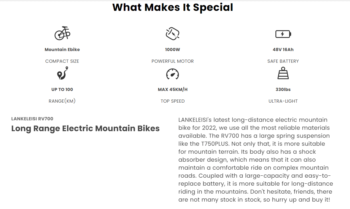 Lankeleisi RV700 Electric Mountain Bike - Pogo Cycles