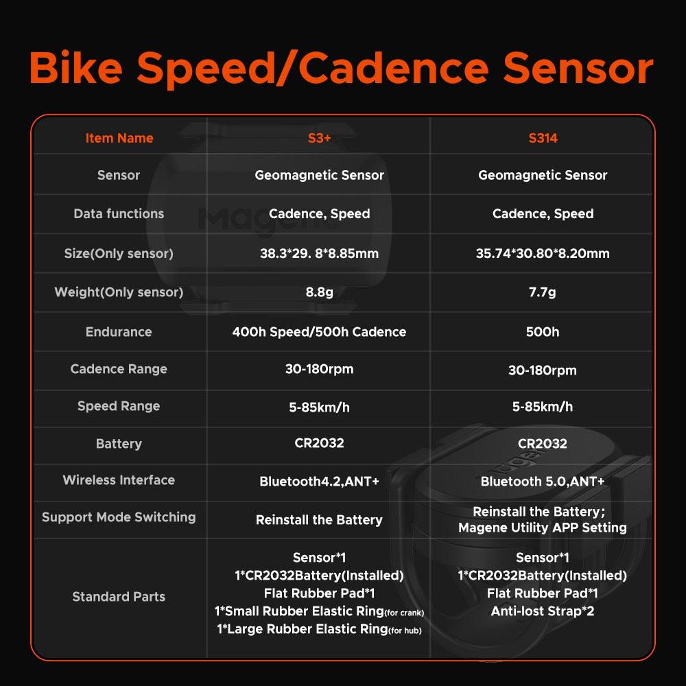 Magene S3+ Speed Cadence Sensor ANT Bluetooth Computer Speedmeter Dual Sensor Bike Accessories Compatible with WahooOnelap Zwift - Pogo Cycles