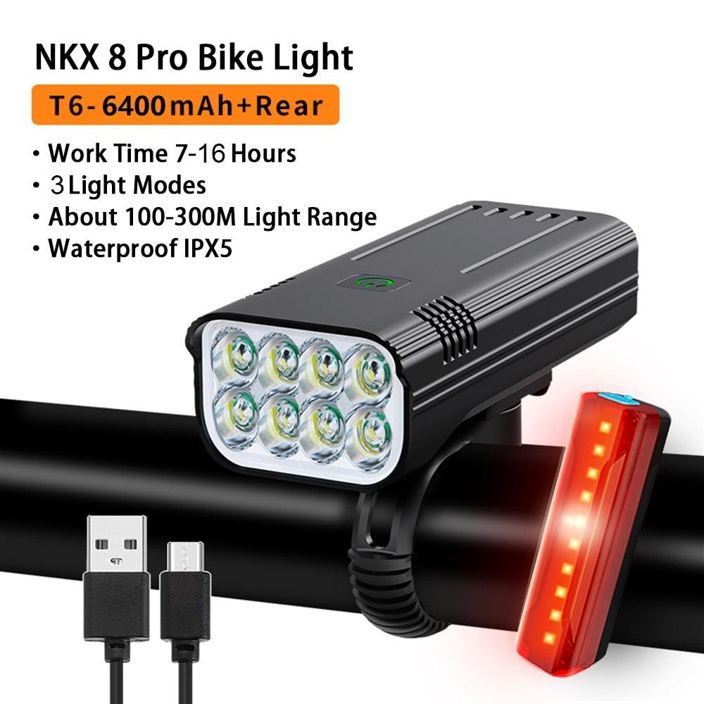 NATFIRE 6 LED Bike Light 3600 Lumen Rechargeable Bicycle Light Flashlight Front and Back Rear Light for Outdoor MTB Road Cycling - Pogo Cycles